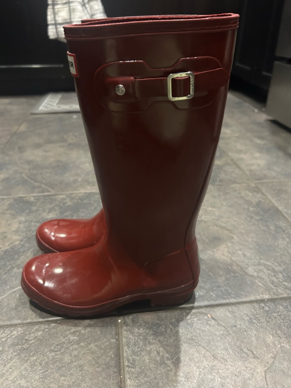 Hunter Military Red Gloss Rain Boots
